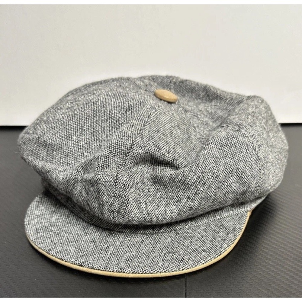 Goorin Bros White Black Knit Flat Hat Wool Blend Driving Newsboy Cap Size XL